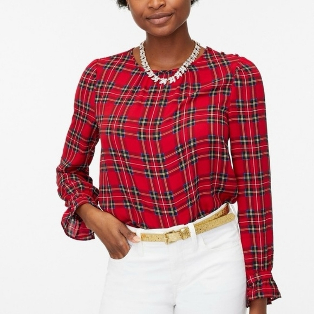 J. Crew Factory Red and Black Plaid Blouse